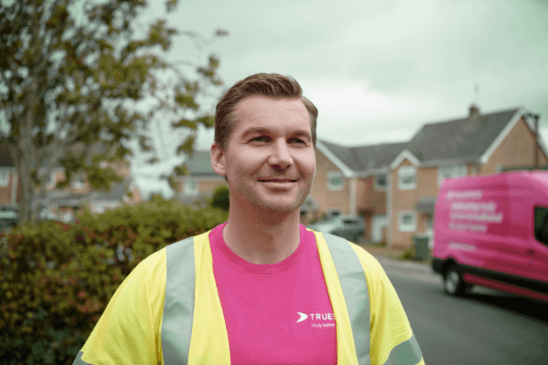 One of Truespeed's engineers out on a job installing full-fibre broadband