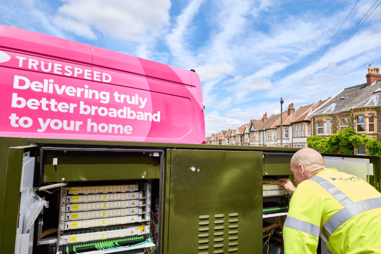 Truespeed engineer working on the new full-fibre network